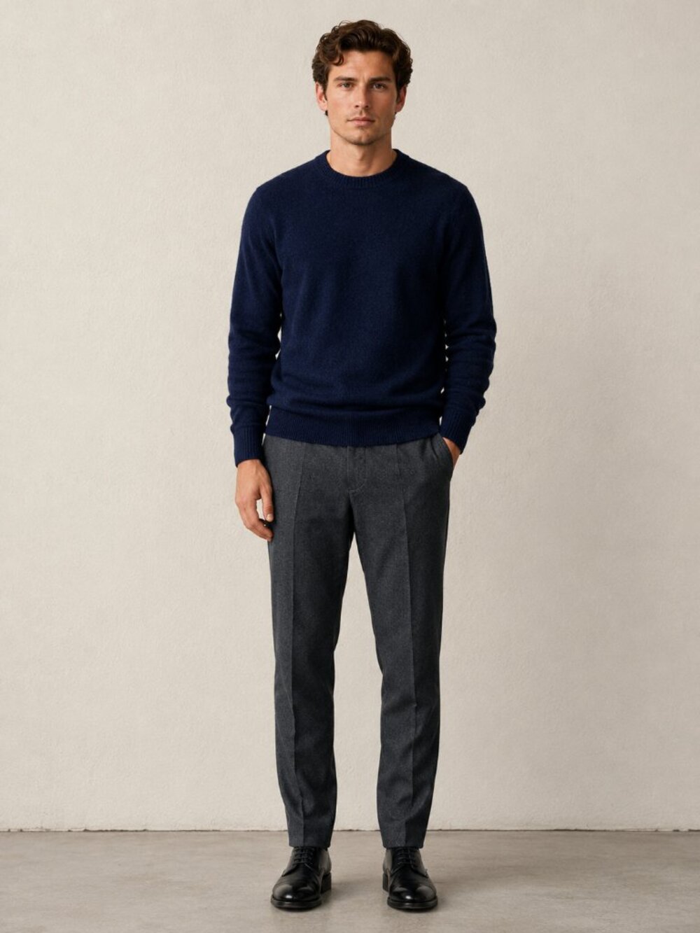 Paul Stuart 100% Cashmere Sweater Mens Small Navy Blue Crew Neck Luxury Soft